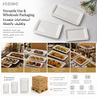 Ensemble de 3 plateaux rectangulaires en céramique et porcelaine JOZING, écologiques, modernes et luxueux, avec bord festonné