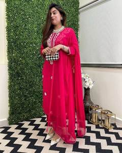 ชุด kurta dupatta แบบเรียบง่ายของผู้หญิงผ้าสวมใส่สบายเหมาะสำหรับใส่ในชีวิตประจำวันชุดทำงานและชุดลำลอง - Product Image 3