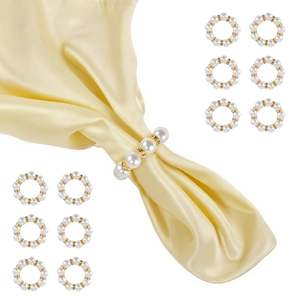 Porte-serviettes en fer blanc perlé élégant, artisanat artisanal, décoration de table écologique pour la salle à manger moderne, accessoire de fête de luxe - Product Image 2