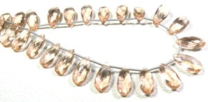 Perles de quartz à facettes en verre de morganite de pêche naturelle 15x7mm perles de poire en verre hydro ambré 24 pièces de pierres de verre de morganite à facettes - Product Image 4