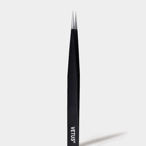 Pince à épiler noire Vetus ESD-12 en acier inoxydable de précision, applicateur de sourcils en forme de I, pointe fine de haute qualité, volume 132 mm, lisse - Product Image 1