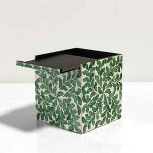 Support de boîte de cube de tissu de luxe conception d'incrustation de nacre pour la décoration d'hôtel à la maison avec le cadeau idéal de motif de feuille verte - Product Image 6