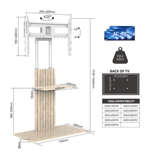 Manufactory Wholesale Mobile <strong>TV</strong> Floor Stand Mount for 32-<strong>70inch</strong> Flat <strong>Curved</strong> Screen With Wooden Stand Base - Product Image 2