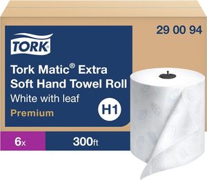 Rouleau de serviettes pour les mains Tork Matic Extra Soft H1, blanc avec feuille bleue, Premium 2 plis, 300 pieds/rouleau, 6 rouleaux/boîte (290094) - Product Image 6