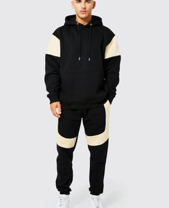 Chándal extragrande tejido de manga larga para hombre, de secado rápido, impermeable, informal, poliéster, algodón, para invierno, teñido liso - Product Image 1