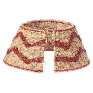 Elegant Zigzag Seagrass Christmas <b>Tree</b> Skirt Handwoven Wicker <b>Tree</b> <b>Collar</b> OEM ODM Factory Wholesale Handmade in Vietnam - Product Image 3