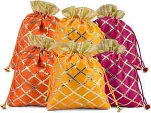 Potli Silk Drawstring Pouch Favour <b>Bags</b> Dry Fruit Reusable Eco-Friendly Christmas Diwali Indian <b>Wedding</b> Favor Return <b>Gift</b> <b>Bags</b> - Product Image 2