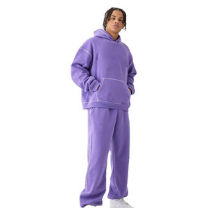 Survêtement d'entraînement pour homme personnalisable, pull à capuche surdimensionné, pantalon évasé en molleton, vente d'hiver, qualité supérieure, deux pièces - Product Image 1