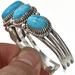 Turquoise Sterling Navajo Cuff Multi Stone <b>Bracelet</b> 0141 - Product Image 3