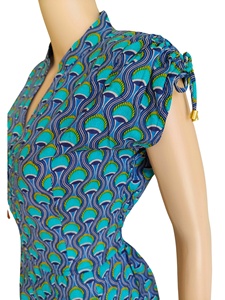 ชุดเดรสลำลองทรงเอพิมพ์ลายแขนสั้นผ้าฝ้ายทอ 100% สำหรับผู้หญิง ตัดเย็บพอดีตัว เอวธรรมชาติ สไตล์หวานๆ สตรีทแวร์ ติดกระดุม - Product Image 4