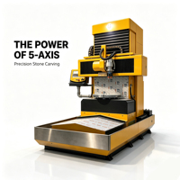 Routeur CNC vertical 5 axes pour la gravure sur pierre avec contrôle PLC automatique, capacité de 1200 mm pour la sculpture 3D sur marbre et granit
