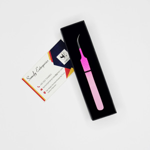 Pinzas de acero inoxidable con recubrimiento en polvo de dos tonos Empuñadura de diamante con punta plateada curvada fuerte Logotipo personalizable - Product Image 6