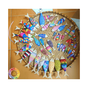 ตกแต่งผนังบ้านริมทะเลสาบ99GD บ้านริมทะเลสาบทาสีปลาแบบเส้นเล็กๆ - Product Image 1