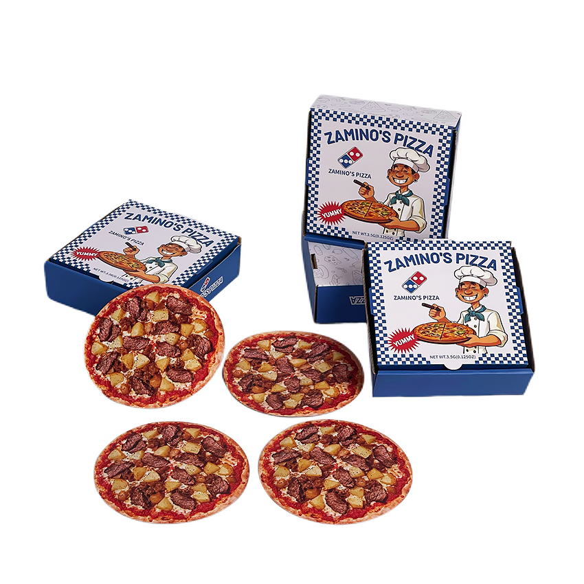 New Arrival 3.5g Smell Proof Resealable Pizza Exotic Die Cut Zip Lock Mylar Bags With Window Box Packaging Set