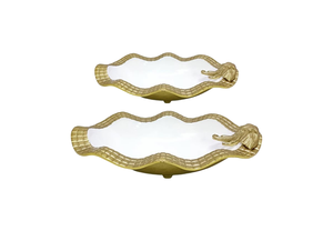 Bol en métal fait main de qualité supérieure Éléphant plaqué or et émail blanc de haute qualité Forme ovale attrayante pour une utilisation en fête - Product Image 3