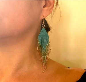 Pendientes de flecos de semillas Boho Ombre, pendientes de cuentas largas - Product Image 2
