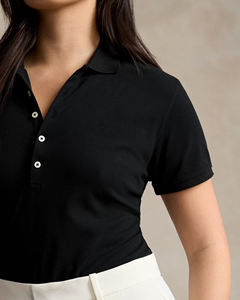 Polo de mujer hecho a medida 100% algodón personalizado DTF logotipo impreso peso pesado secado rápido color sólido streetwear señoras polo - Product Image 4