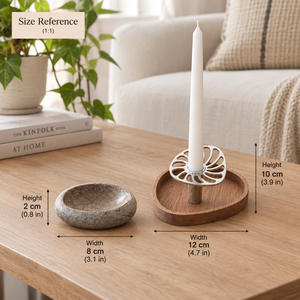 Portavelas Minimalista de Madera con Base de Metal, Forma Ovalada, Decoración de Mesa para el Hogar, Tema de Plantas y Flores, para Todas las Estaciones - Product Image 3