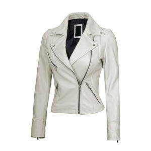 Chaquetas de Cuero para Motocicleta para Mujer, con Cuello Alto, Transpirables y Personalizables, Chaqueta de Cuero Genuino para Mujer en Nurak - Product Image 6