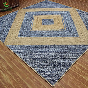 Tapis d'intérieur en jute et denim, durable et tendance, rembourré et lavable pour la chambre à coucher et le salon - Product Image 4
