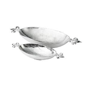 Bol à Fruits rond en aluminium, Table de salon, cuisine, décoration des aliments, bol de service avec poignées en bois - Product Image 5