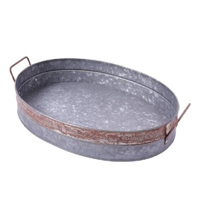 Plateau fait main galvanisé à haute tendance plateaux décoratifs plateau de service rustique en métal de ferme forme de taille personnalisée - Product Image 2