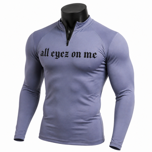 Custom Men’s Compression Shirt Half Zip <b>Long</b> <b>Sleeve</b> Gym Fitness Graphic <b>Base</b> <b>Layer</b> Sportswear OEM ODM - Product Image 3