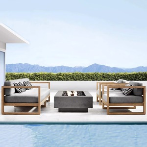 Modern Patio Aluminum Sectional <b>Sofa</b> Set Weatherproof Villa Terrace Lounge Couch Premium Garden Teak Wood Resort Furniture - Product Image 3
