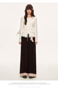 Completo da donna BUFA con pantaloni a gamba larga a pois e risvolto a contrasto in 100% cotone, ideale per le donne alla moda 2026 - Product Image 5
