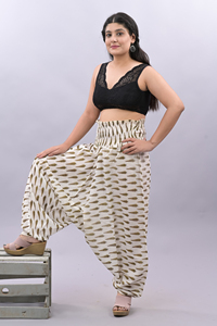 Pantalon Harem Bohème Indien Grande Taille - Pantalon de Yoga de Plage à Taille Élastique en Coton Respirant Imprimé Style Bohème Hippie Ample - Product Image 2