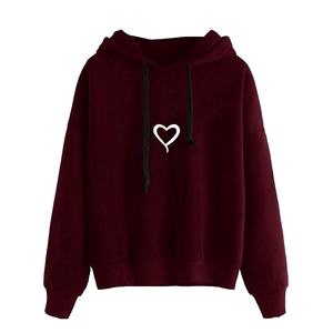 Novedad, Sudadera con Capucha Larga para Mujer, de Algodón y Felpa, Informal, con Hombros Caídos, Cuello Redondo, Logotipo Personalizado - Product Image 1