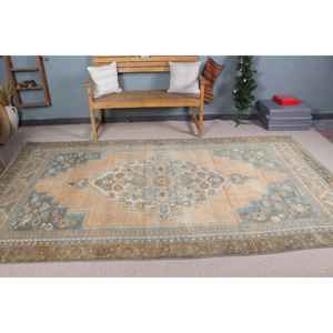 Alfombra Turca Vintage de 5.6x10.2 pies (171x311 cm), Alfombra Azul Marrón con Diseño de Camuflaje - Product Image 2