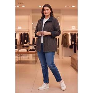 Veste en coton à double face, grande taille, noire - Product Image 4