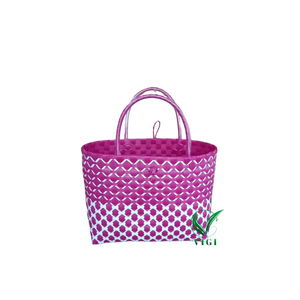 Artisanat vietnamien fourre-tout en plastique recyclé sac de marché coloré pour faire du shopping, pique-nique, style commandes en gros - Product Image 2