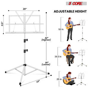 Soporte de Música Ajustable de 5 Niveles, 57 Pulgadas, Soporte de Escritorio para Partituras, Soporte de Libros Portátil Totalmente Metálico - Product Image 3
