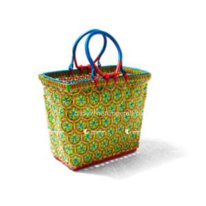 Bolsa de plástico tejida PP hecha a mano al por mayor, bolso de moda de estilo vintage, bordado de plumas con borlas, artesanías de Vietnam - Product Image 3
