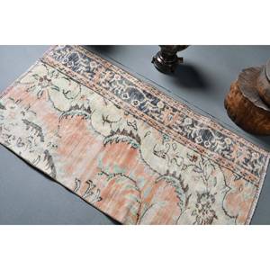 Vintage 2.5 X 4.7ft grande surface tapis turc classique 4m Rectangle Patchwork Design rose bleu laine jonc de mer matériel Latex tapis de chambre - Product Image 4