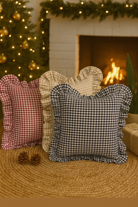 Classic European Style Christmas Festival Square <b>Cushion</b> Cover 100% Cotton Gingham Checkered Eco-Friendly Home Decor Pillow Case - Product Image 4