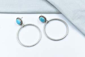 Handmade Mojave Turquoise And Sterling Silver <b>Post</b> Stud <b>Earrings</b> Unique Bohemian Jewelry Elegant <b>Earrings</b> For Women - Product Image 2