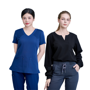 ชุดยูนิฟอร์มพยาบาลแบบยืดได้ คอตั้ง แขนสั้น เสื้อคลุมผู้ป่วยในโรงพยาบาล เสื้อสครับสั่งทำได้ โรงงาน FMF รับผลิตขั้นต่ำน้อย - Product Image 1