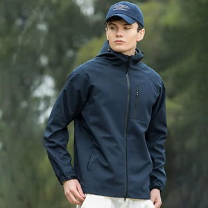 OEM chaqueta unisex Softshell con cremallera completa estilo casual impermeable al aire libre cortavientos capucha para otoño primavera hombres malla tejida superior - Product Image 1