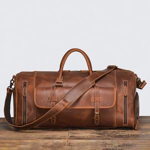 Weekender Duffel Vintage Leather Weekender Bag Awesome Travel Bolsa de equipaje de negocios al aire libre Logotipo personalizado - Product Image 5