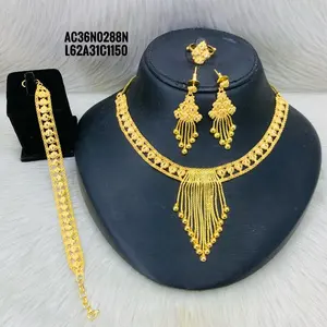 Collezione di gioielli placcati oro per le donne online collana set 1 grammo placcato oro gioielli