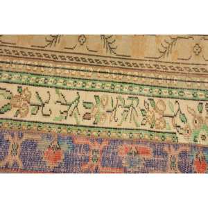 พรมตุรกีโบราณคลาสสิก2.9x4.2ft แบบดั้งเดิมสีเบจสีเขียวลายเย็บปะติดปะต่อกันผ้าขนสัตว์ยางพาราสำหรับห้องนั่งเล่นวัยรุ่น - Product Image 5