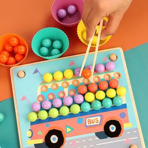 6ชิ้นเครื่องมือแหนบไม้ของเล่นฝึกทักษะยนต์ดีเครื่องใช้ในครัวทำจากไม้ธรรมชาติเครื่องใช้ในครัวสำหรับเด็กเครื่องมือให้อาหารสำหรับเครา - Product Image 5