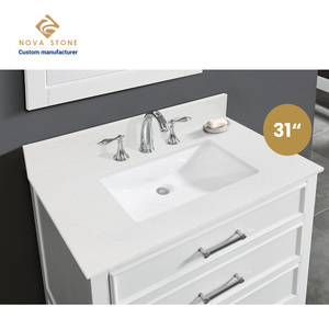 Dessus de vanité préfabriqué en quartz granulaire NV375 Dessus de vanité répétable Modulaire 31 * 22in 20mm d'épaisseur Bol unique en quartz - Product Image 3