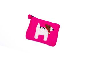 Custom Handmade Felt Coin Purse with Dog Design and Flowers Open <b>Pouch</b> <b>for</b> Lady Fashion & <b>Women</b> - Product Image 3