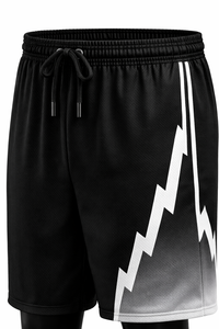 Custom Black <b>White</b> Basketball Jersey Set Lightning Design Sublimated V-Neck Short Breathable Moisture Wicking Athletic Fit - Product Image 3