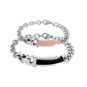 Bracelet cadeau d'amour de la Saint-Valentin pour les couples en acier inoxydable pour lui et elle ne changera jamais - Product Image 1