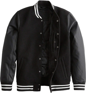 Vestes d'université à manches en cuir et en laine de couleur verte pour unisexe, vêtements personnalisés pour hommes, vestes d'université vierges en gros - Product Image 4